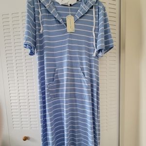 Light Blue/ white hoodie dress